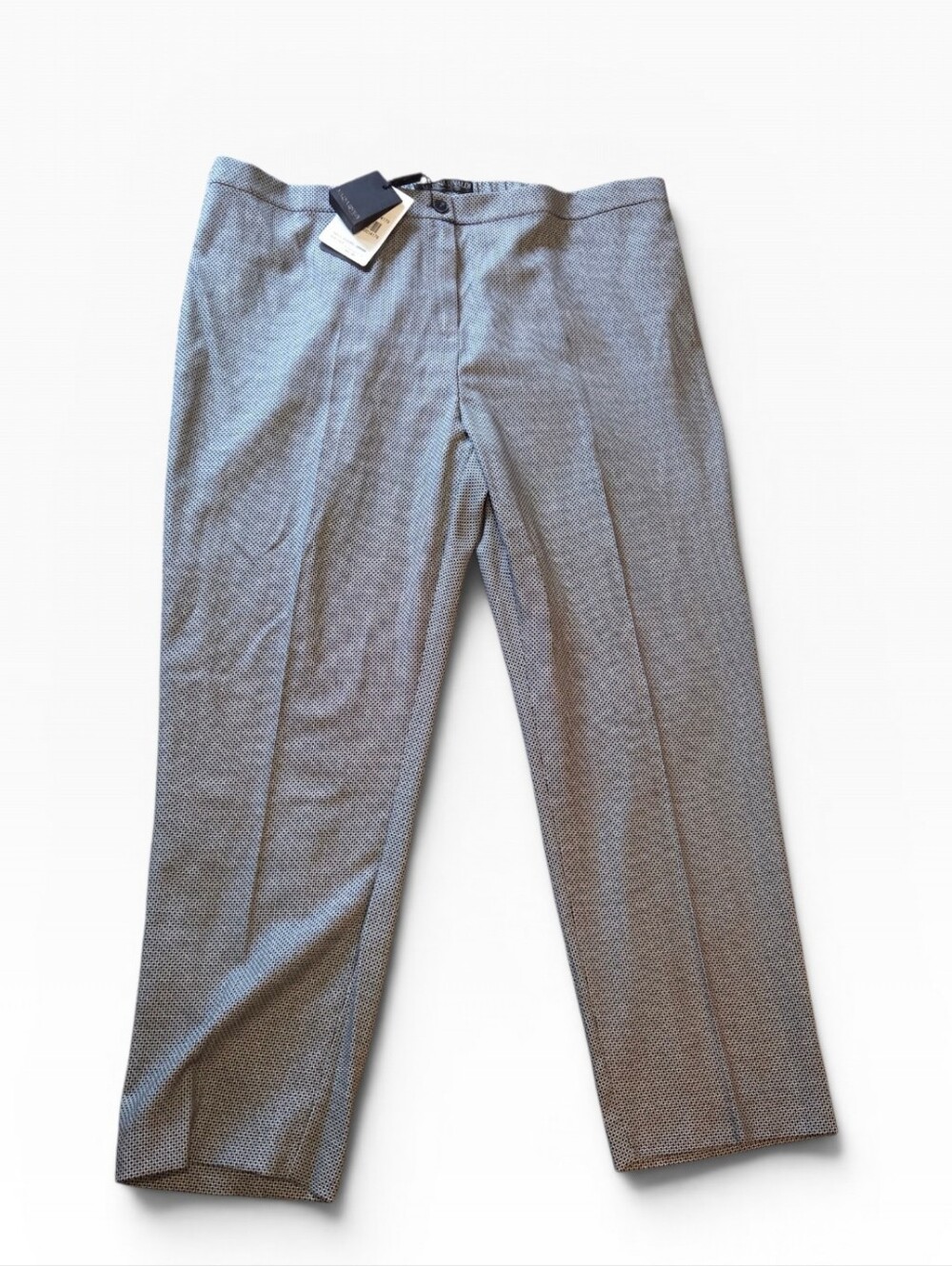 Marina Rinaldi "RADICALE" Herringbone Wool Silk Long Pants Size 24W NWT $385